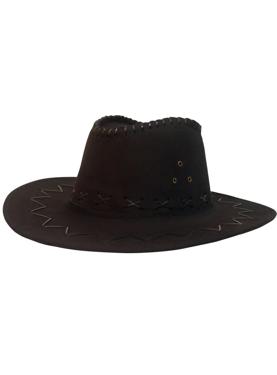 Western Black Faux Suede Adults Cowboy Costume Hat