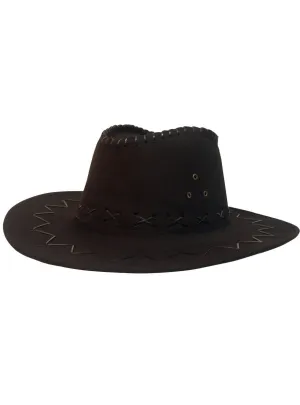 Western Black Faux Suede Adults Cowboy Costume Hat