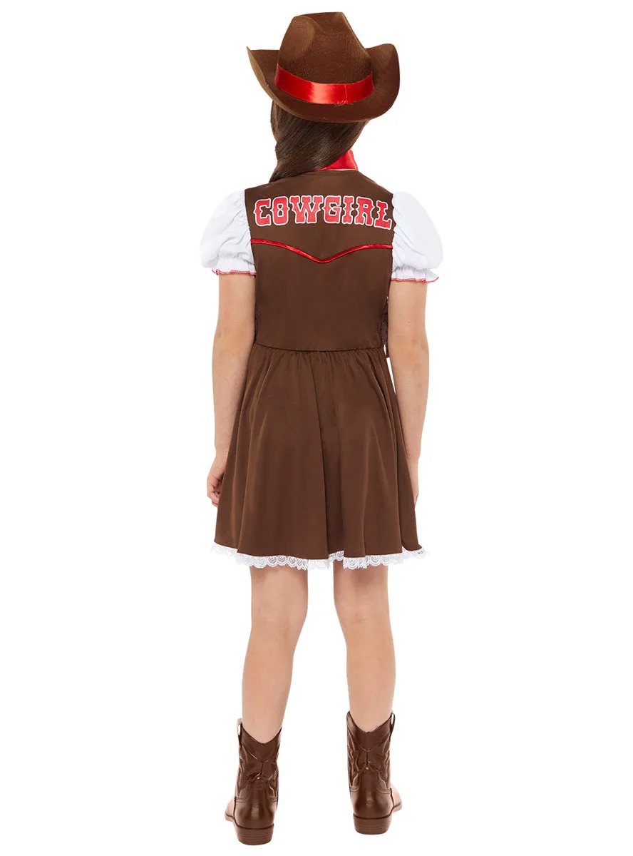Western Brown Cowgirl Girls Costume