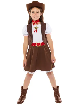 Western Brown Cowgirl Girls Costume
