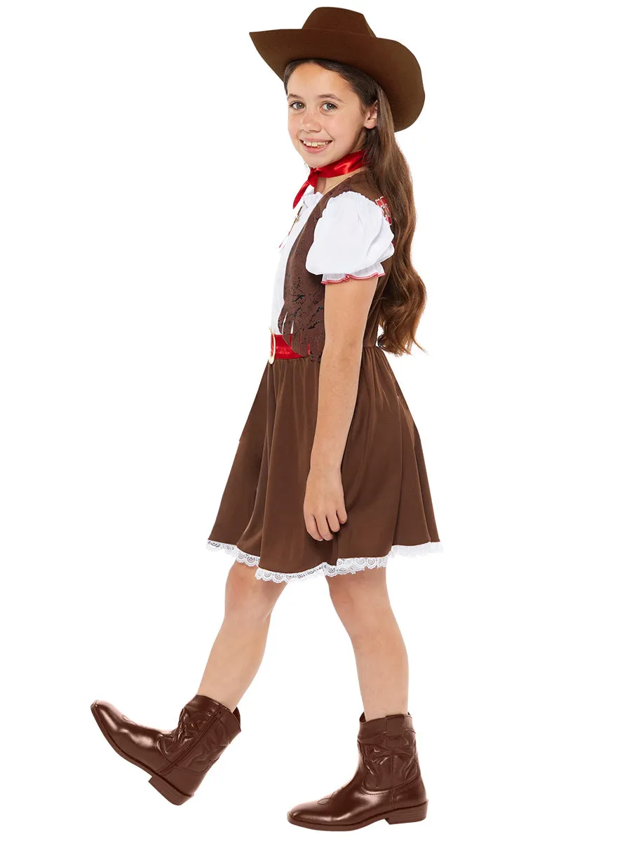 Western Brown Cowgirl Girls Costume
