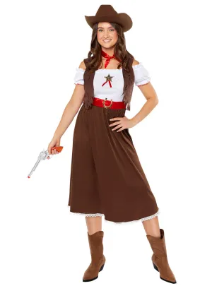 Western Brown Cowgirl Plus Size Womens Costume
