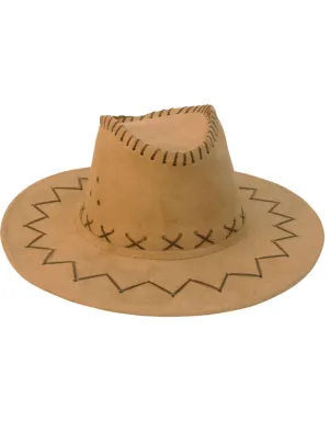 Western Brown Faux Suede Adults Cowboy Costume Hat