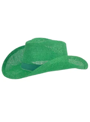 Western Green Hessian Adults Cowboy Hat