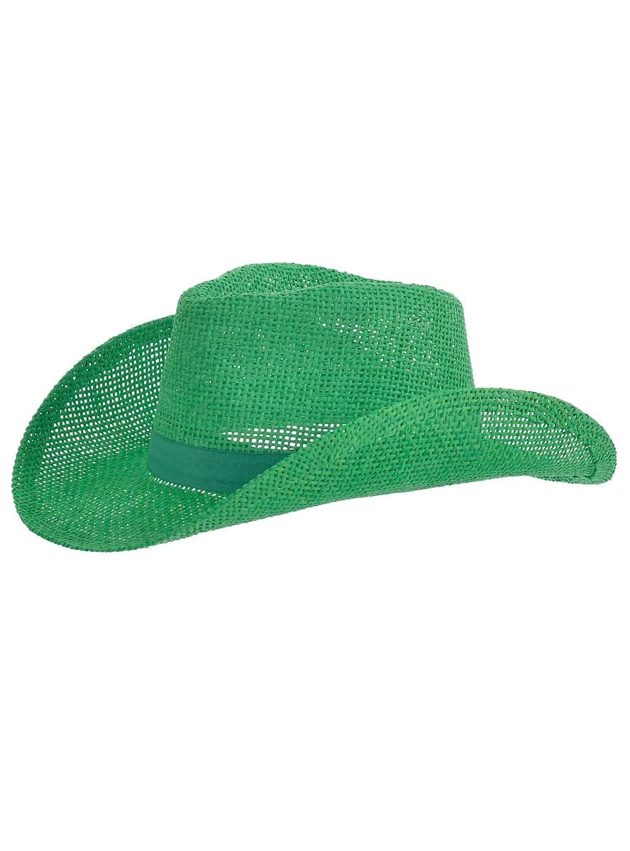 Western Green Hessian Adults Cowboy Hat