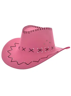 Western Pink Faux Suede Adults Cowboy Costume Hat