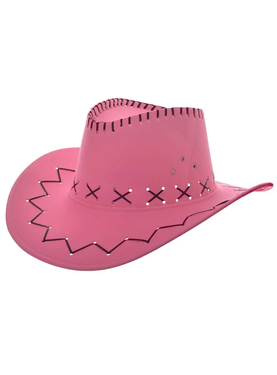 Western Pink Faux Suede Adults Cowboy Costume Hat