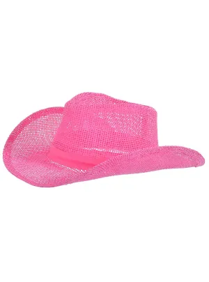 Western Pink Hessian Adults Cowboy Hat