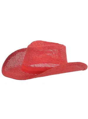 Western Red Hessian Adults Cowboy Hat