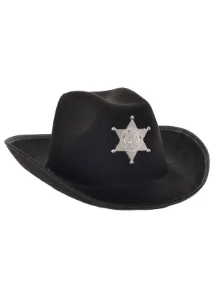Western Sheriff Adults Black Cowboy Costume Hat