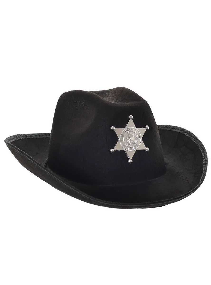 Western Sheriff Adults Black Cowboy Costume Hat
