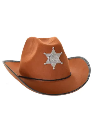 Western Sheriff Adults Brown Cowboy Costume Hat