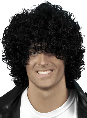 Wet Look Black Afro Mens Costume Wig