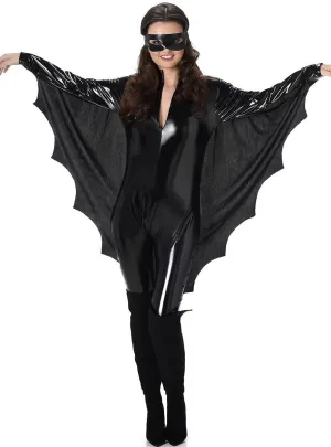 Wet Look Black Bat Womens Halloween Costume