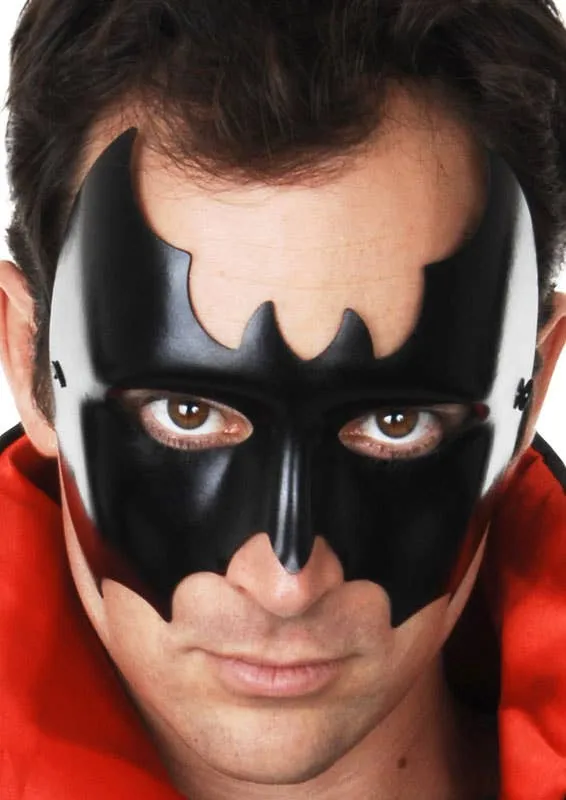 Wet Look Mens Batman Masquerade Mask