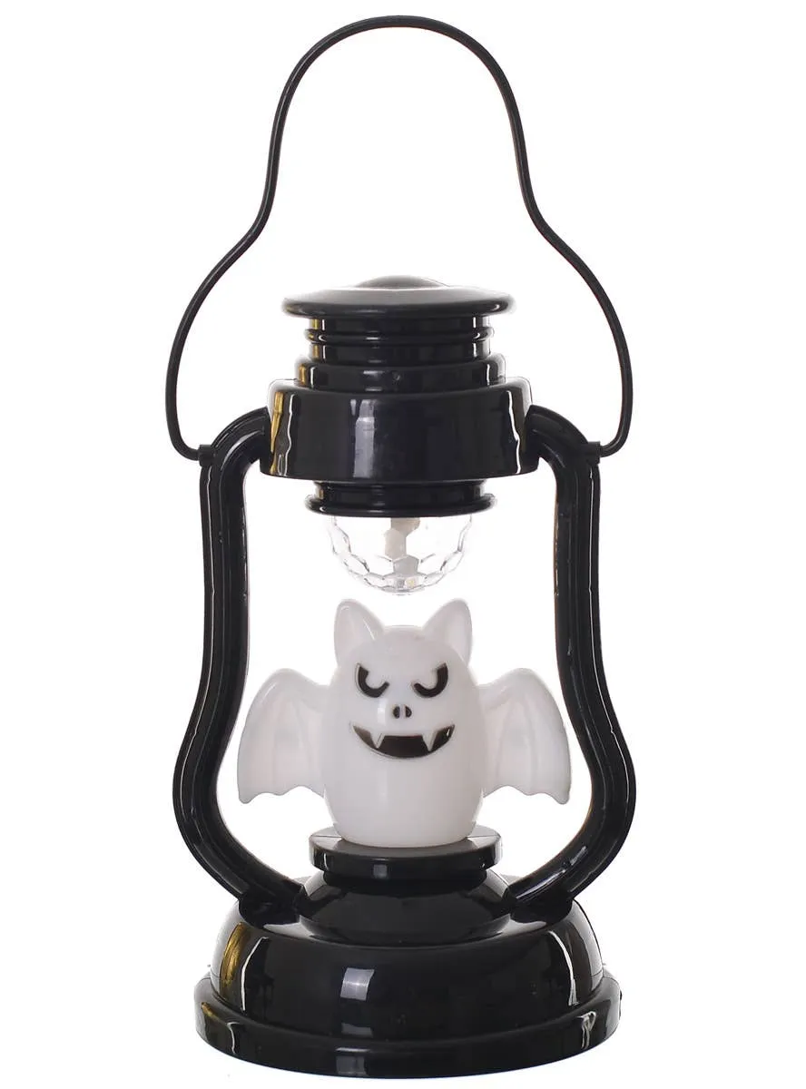White Bat Lantern with Spinning Light Halloween Decoration