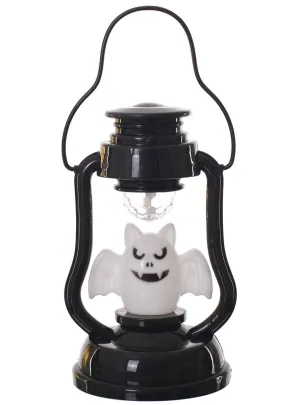 White Bat Lantern with Spinning Light Halloween Decoration