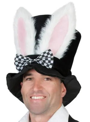 White Rabbit Adults Black Costume Hat