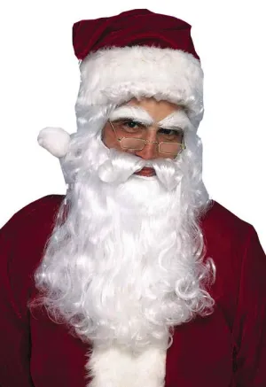 White Santa Costume Beard and Wig Set
