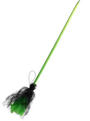 Wicked Black and Green Spider Web Witch Broomstick