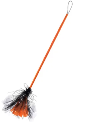 Wicked Black and Orange Glitter Witch Broomstick
