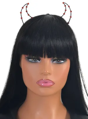 Wicked Black Metal Frame Devil Horns with Red Rhinestones