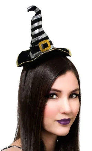 Wicked Mini Striped Witch Hat on Headband