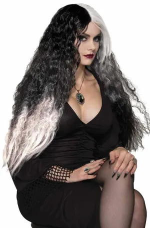 Wicked Witch Black And White Long Halloween Wig
