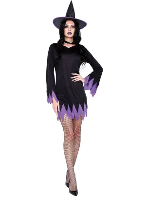 Wicked Womens Black and Purple Witch Costume