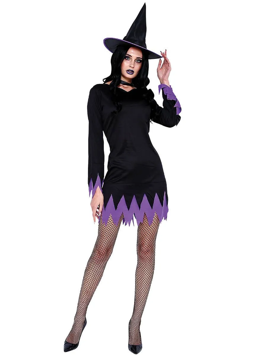 Wicked Womens Black and Purple Witch Costume