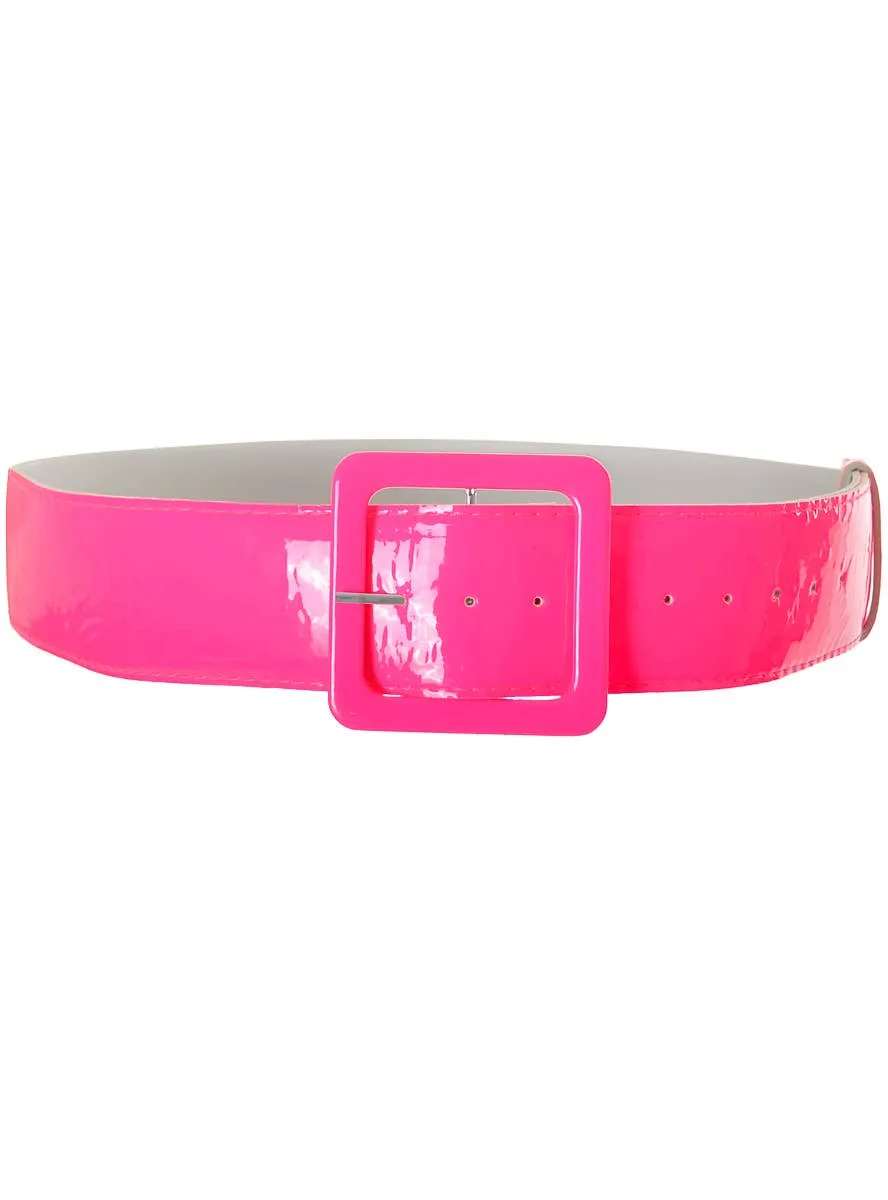 Wide Neon Pink 1980s Belt Costume Accessory