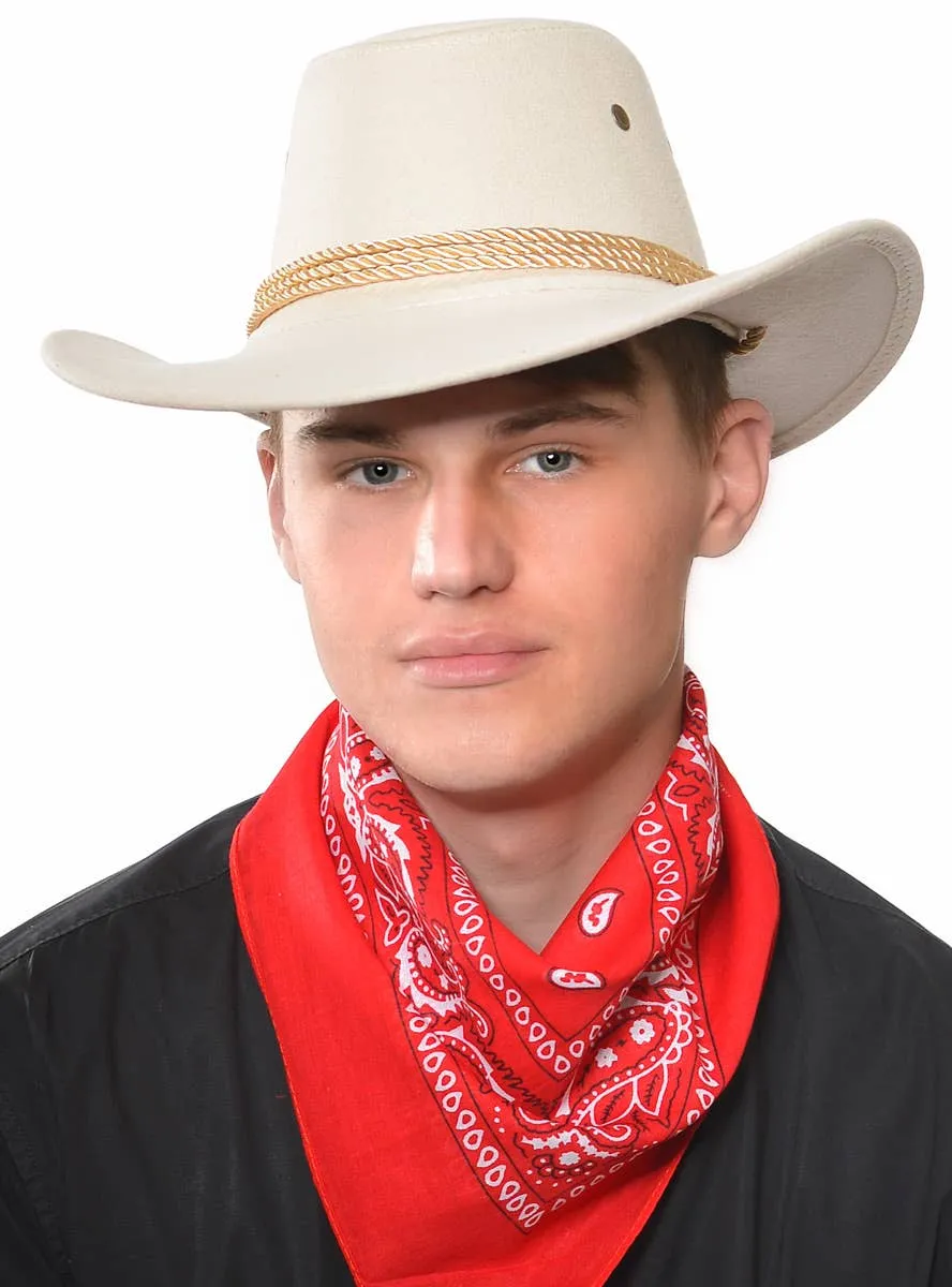 Wild West Beige Faux Suede Cowboy Costume Hat