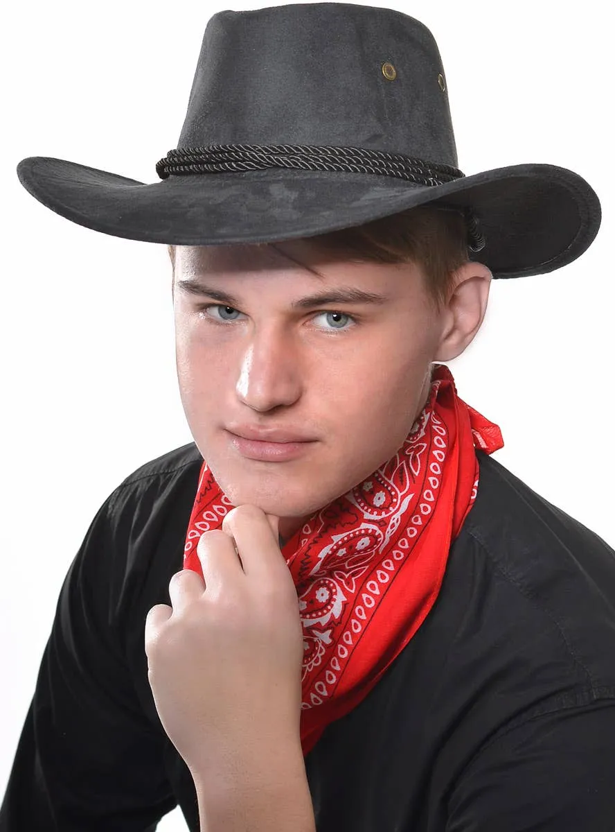 Wild West Black Faux Suede Cowboy Costume Hat