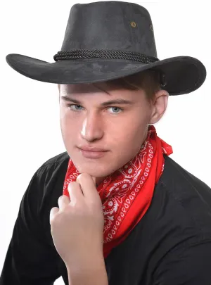 Wild West Black Faux Suede Cowboy Costume Hat