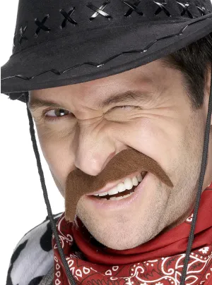 Wild West Brown Cowboy Sheriff Costume Moustache