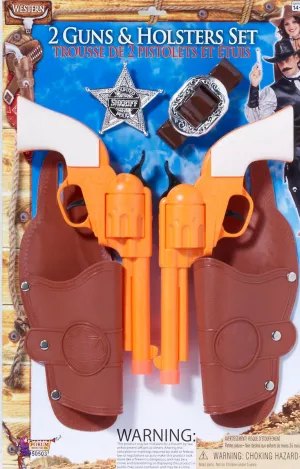 Wild West Double Gun Holster and Badge Set