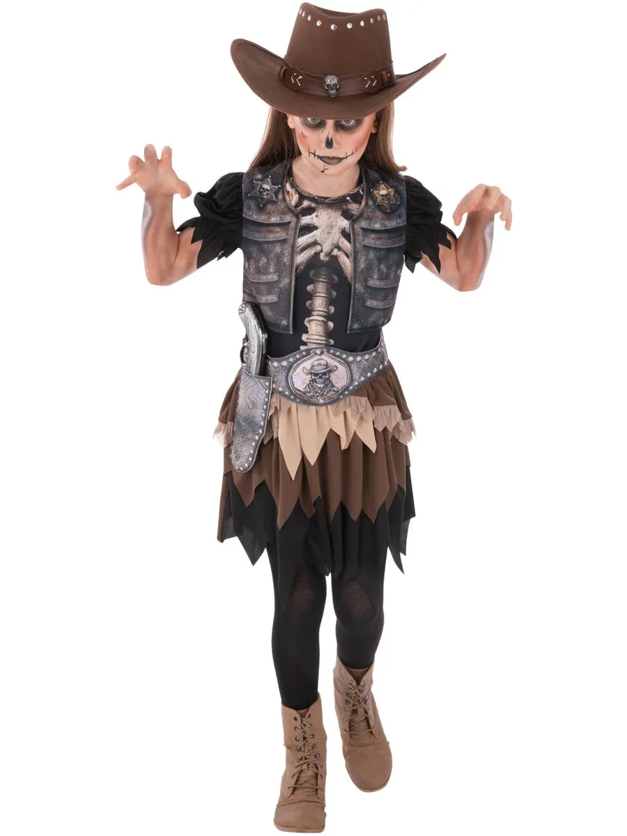 Wild West Girls Skeleton Cowgirl Halloween Costume