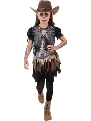 Wild West Girls Skeleton Cowgirl Halloween Costume