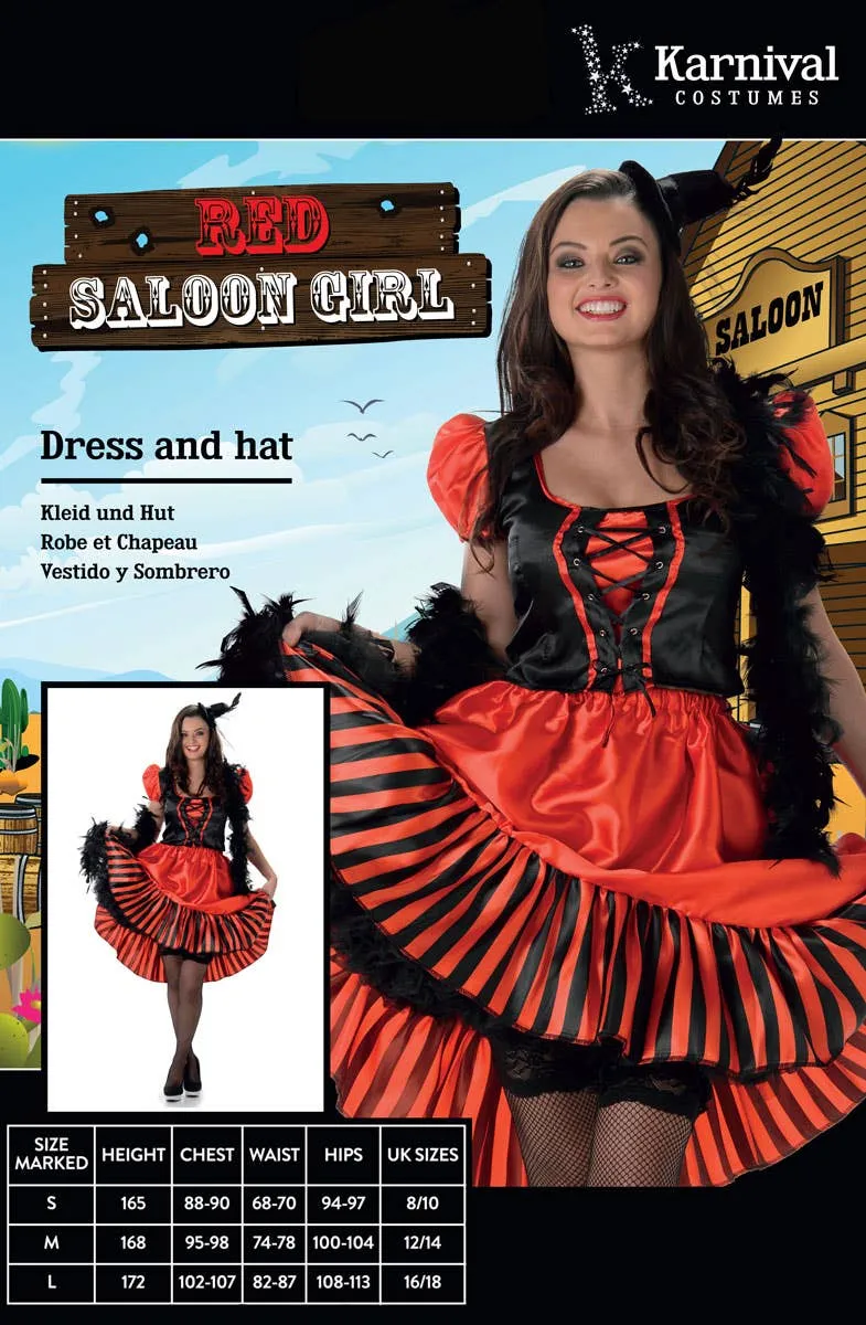 Wild West Red Saloon Girl Womens Costume