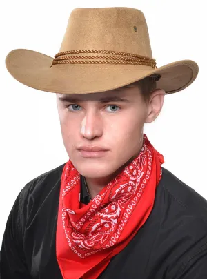 Wild West Tan Faux Suede Cowboy Costume Hat