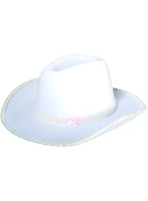 Wild White Cowgirl Hat with Iridescent Sequin Trim