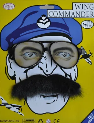 Wing Commander Glasses and Moustache Set