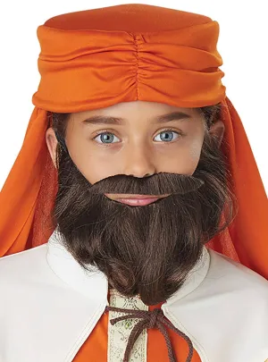 Wise Man Boys Brown Beard and Moustache Set