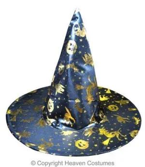 Witch Adults Black and Gold Costume Hat