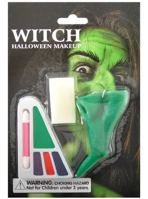 Witch Halloween Costume Makeup Set with Fake Nose
