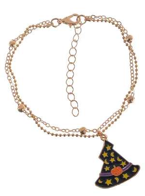 Witch Hat Halloween Costume Bracelet with Double Chains