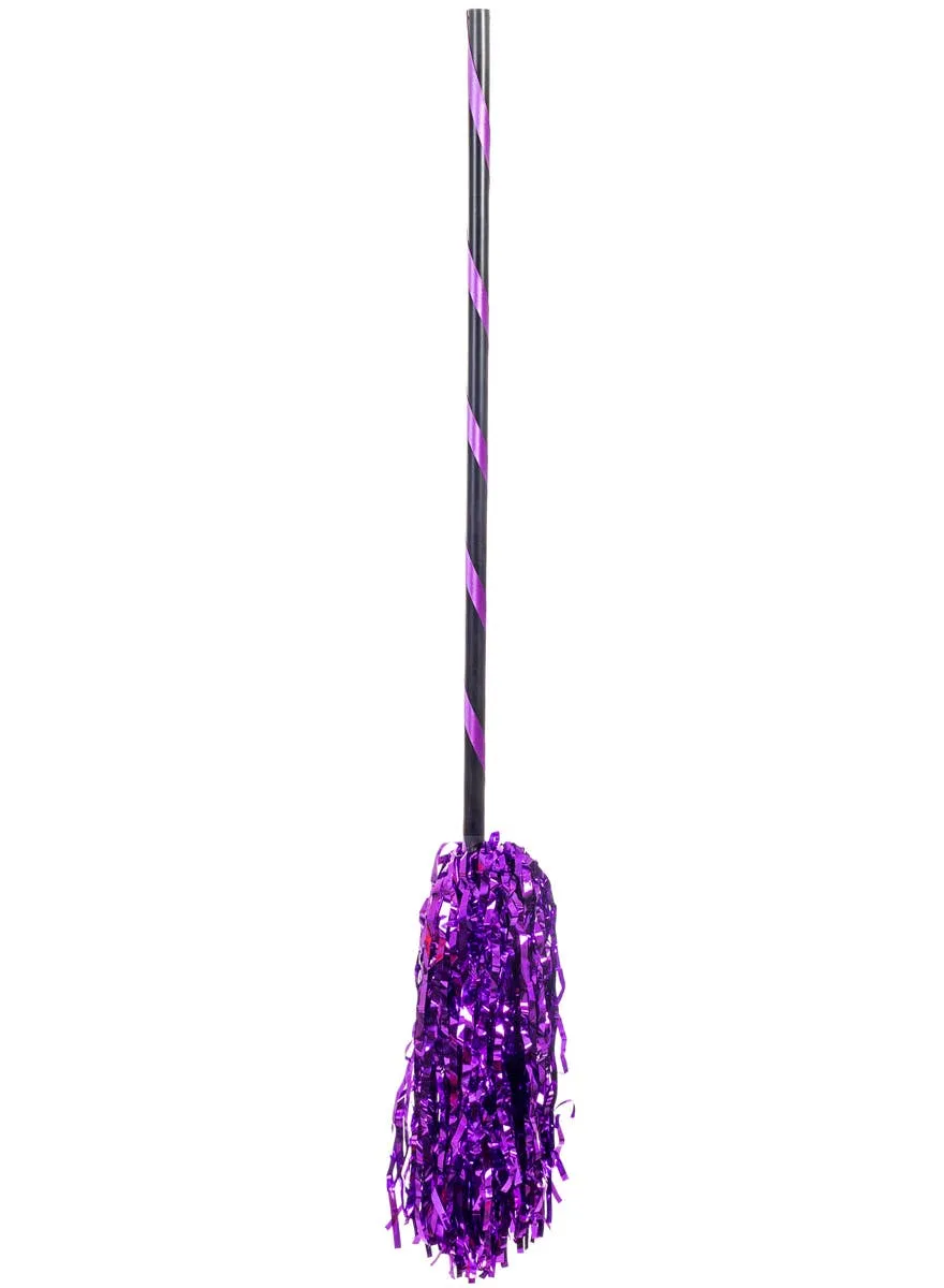 Witches Purple and Black Broomstick Kids Halloween Accessory