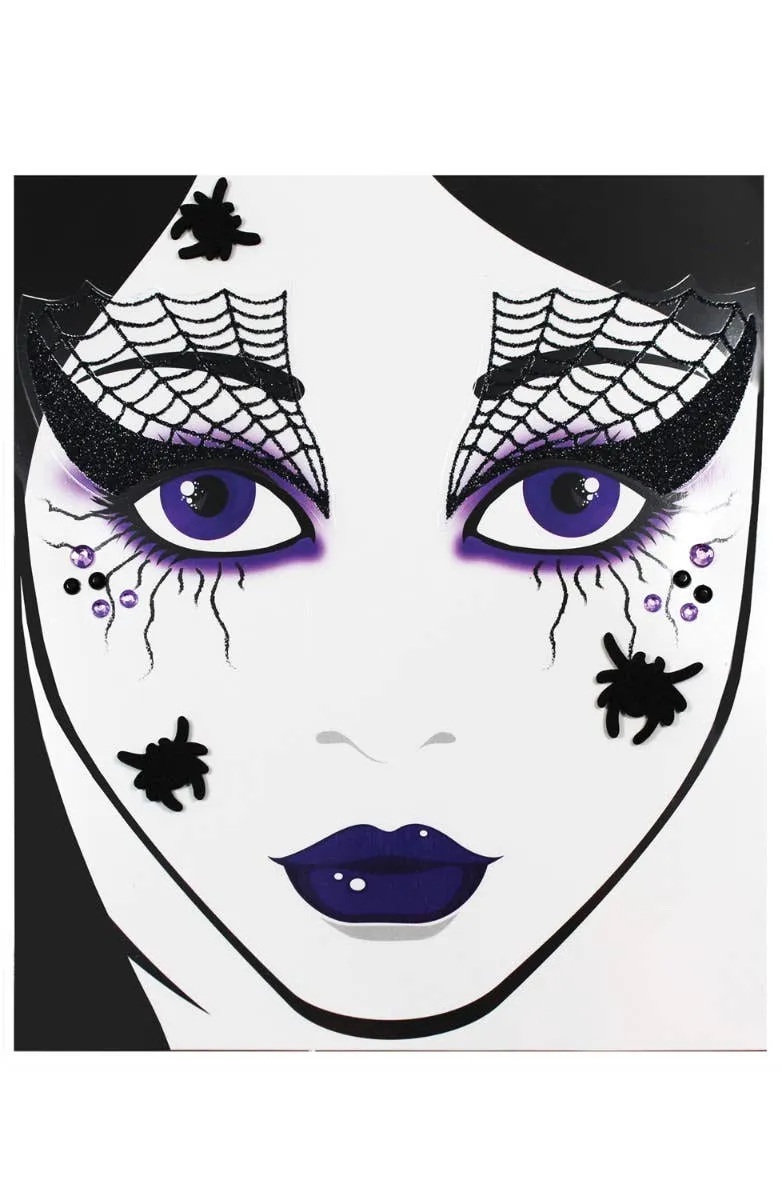 Witches Spiderweb Face Tattoo Costume Accessory