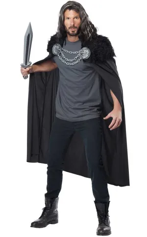 Wolf Clan Warrior Adults Black Fur Costume Cape