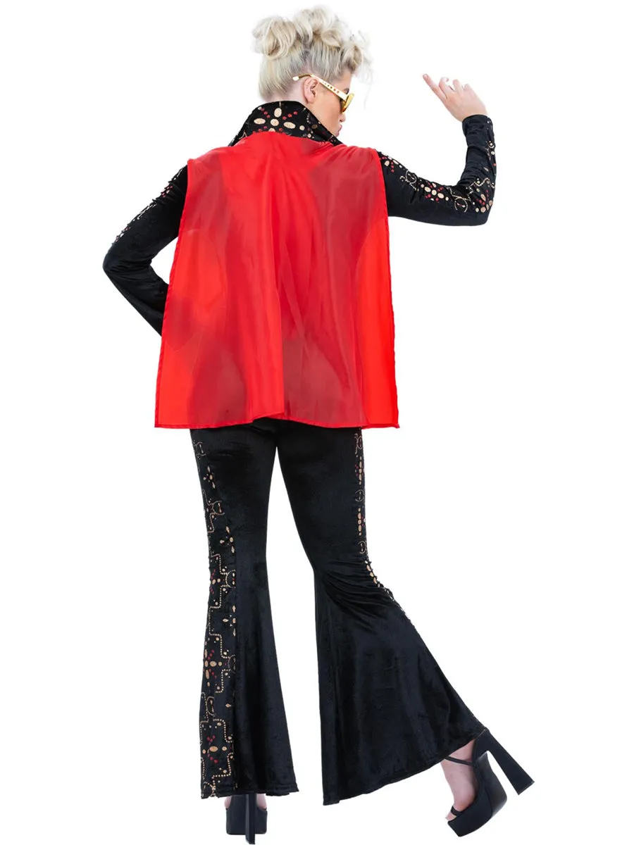 Womens Deluxe Black and Gold Elvis Presley Jumpsuit